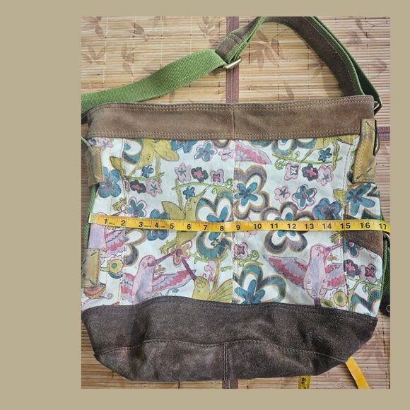 Lucky Brand Vintage Canvas Leather Bag Bird Print Boho Crossbody Bohemian - Picture 4 of 14